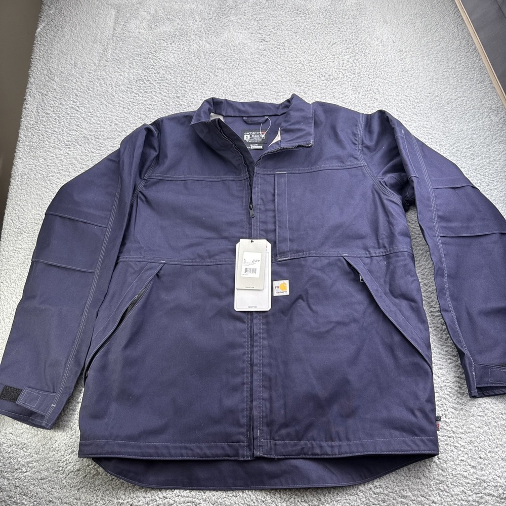 Carhartt FR Jacket Mens XL Tall Blue Solid Full Swing Relaxed Duck Flame Resist